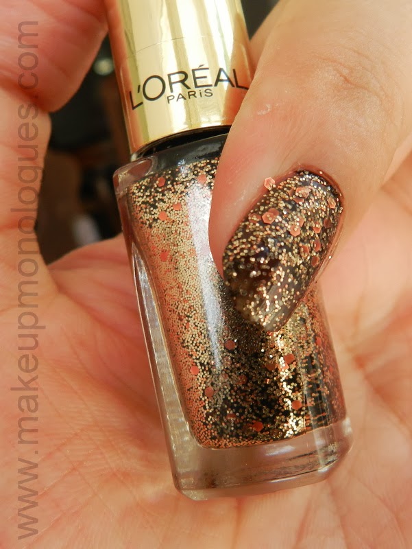 Brown nails with glitter