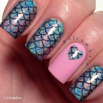 Nails with glitter