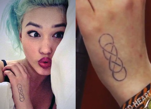 Asami Zdrenka Tattoos - matching infinity symbol that is shared with the mother