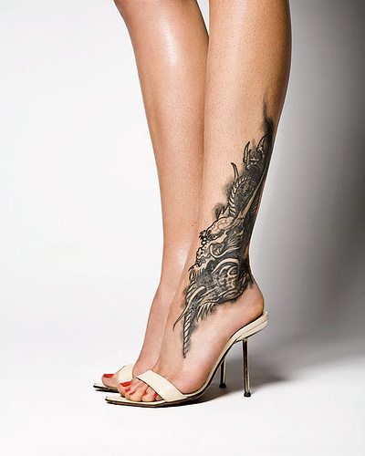 Calf and ankle tattoo