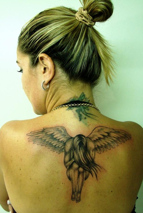 30 angel tattoos for girls: angel tattoo on the neck