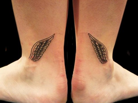 Angel tattoos designs: ankle wing tattoo for girls and women