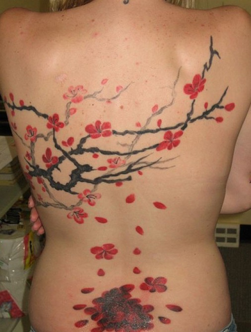 Cherry Tattoos Designs: Cherry blossom tattoos on the back