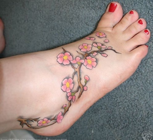 Cherry Tattoos Designs: Foot Flowers Tattoo Ideas For Women