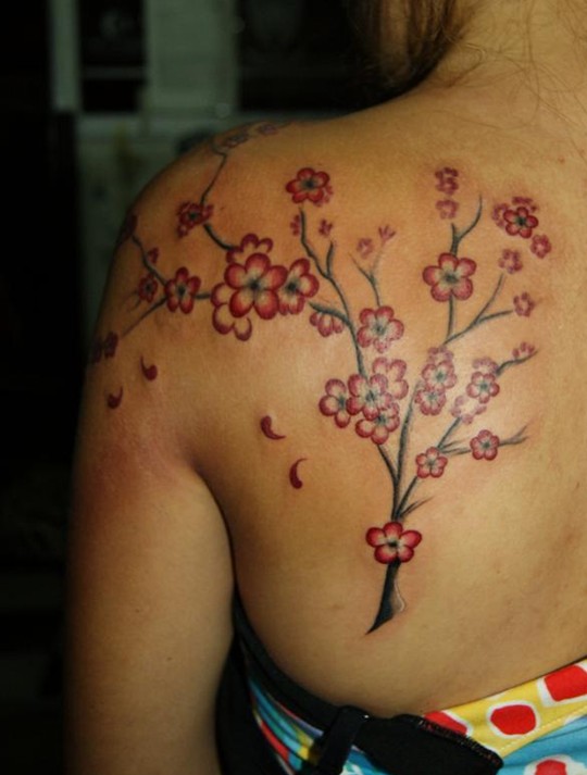 Tattoos Designs: Cherry blossom tree tattoo on the shoulder