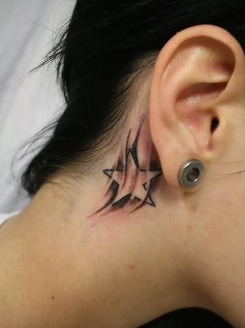 Star tattoos for girls: behind the ear tattoos pictures