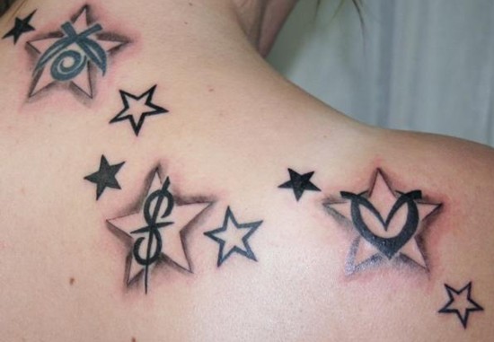 Stars tattoo designs: girls tattoos on the shoulder