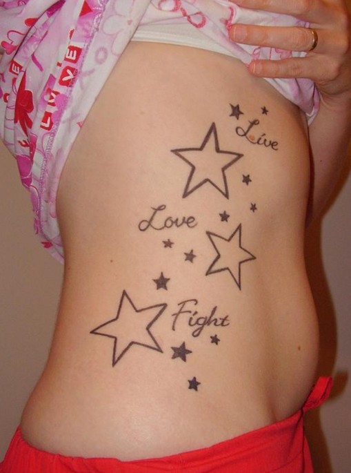 Cute star tattoo ideas: side of the body tattoos