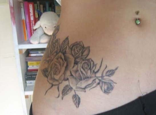 Rose tattoos on the hip