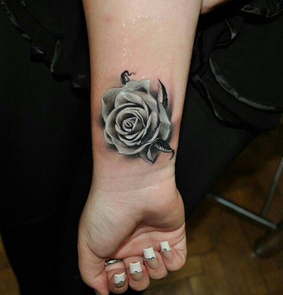 Cool rose tattoo on the wrist