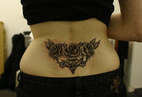 Shaded rose tattoo