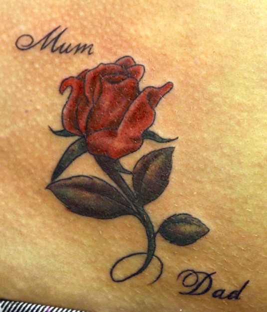 Colored rose tattoo: small tattoos