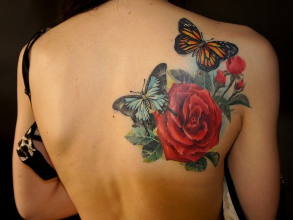 Nice healed rose tattoo
