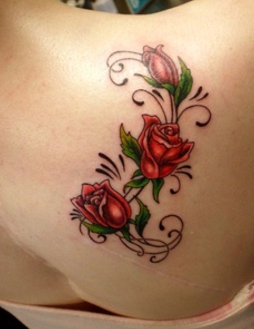Beautiful red rose tattoo