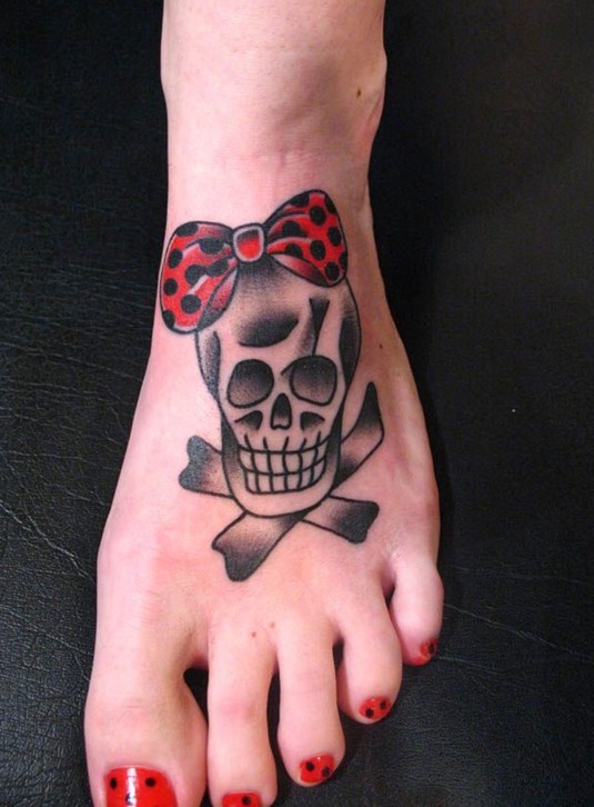 Nice skull tattoo on foot