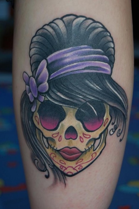 Girly Sugar Skull at the Black Pearl Tattoo Studio