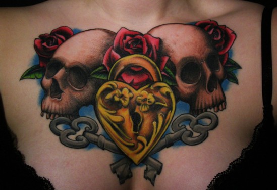 Skull tattoos: breast tattoo designs for women