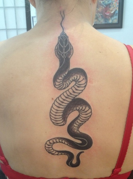 Snake back tattoo design