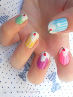 Colorful cherry nail design