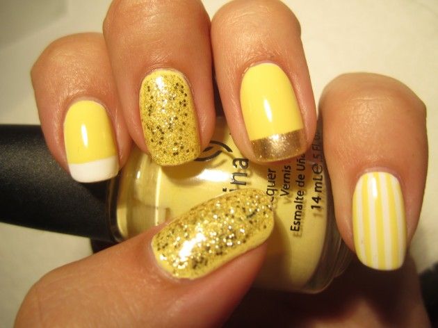 Gold and yellow nail designs