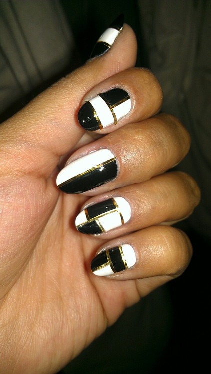 Black and white nails