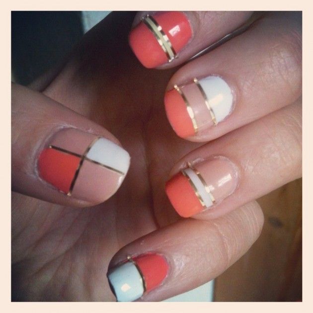 Pretty color block nails