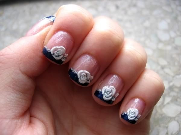 White rose nails for French manicure