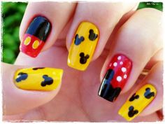 Nice Mickey Mouse nail art design