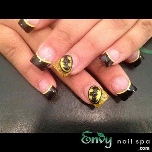 Batman Nail Art Design for French Manicure