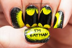 Large Batman nail art design