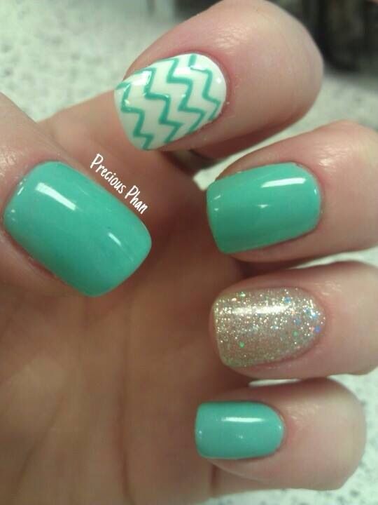 Mint colored nails