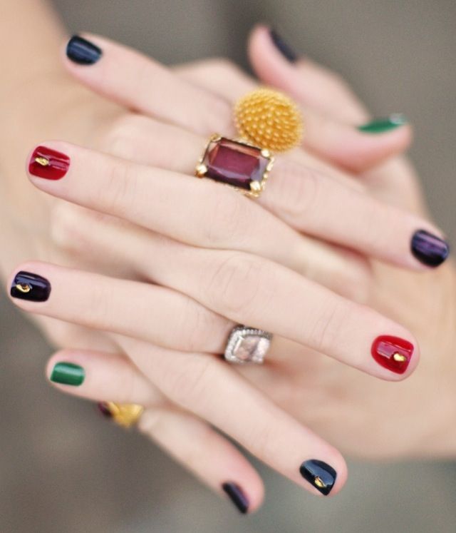 Decorated colored nails