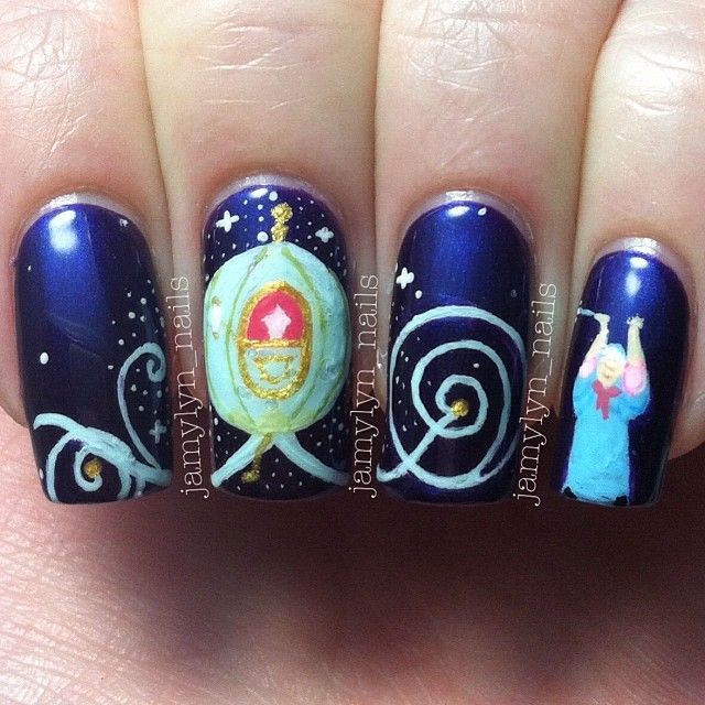 Cinderella-themed nails