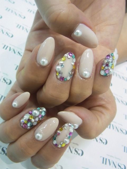 Nails with gemstones