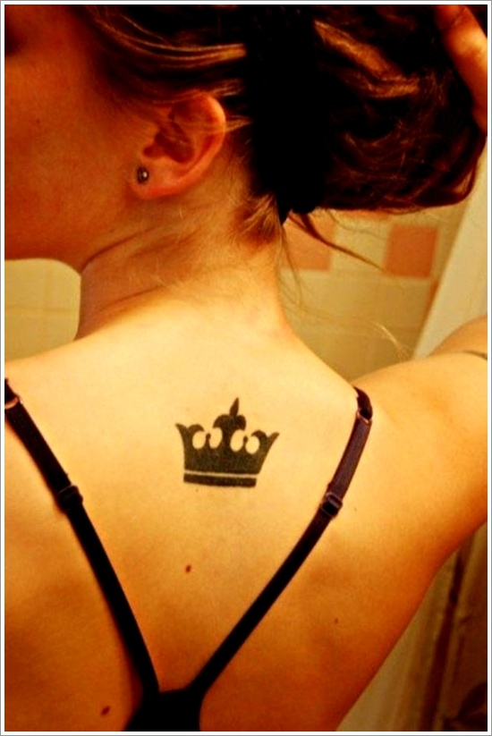 Crown back tattoo for women