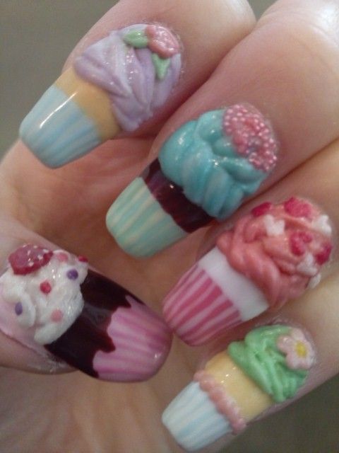 Nice cupcake nails for kids