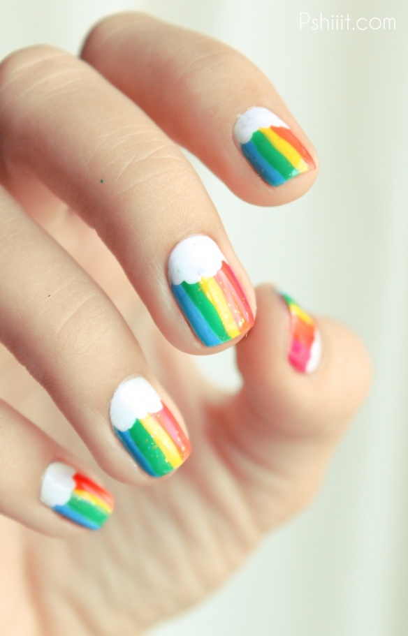 Stripes of rainbow nails