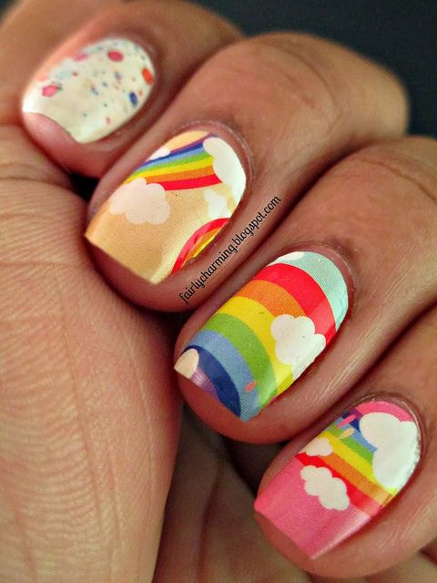 Cartoon rainbow nails