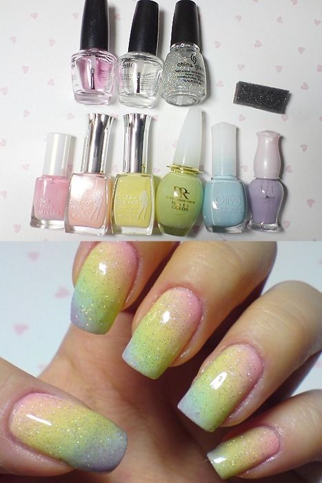 Gradient nails with glitter