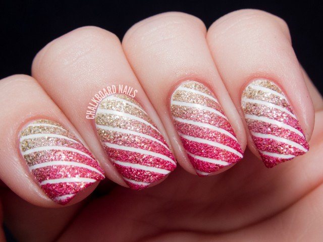 Blackboard striped nail art