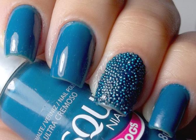 Blue decorated nails
