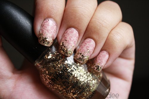 Decorated nails with leopard print