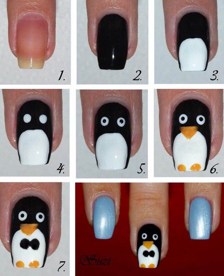 Penguin looking out of nail