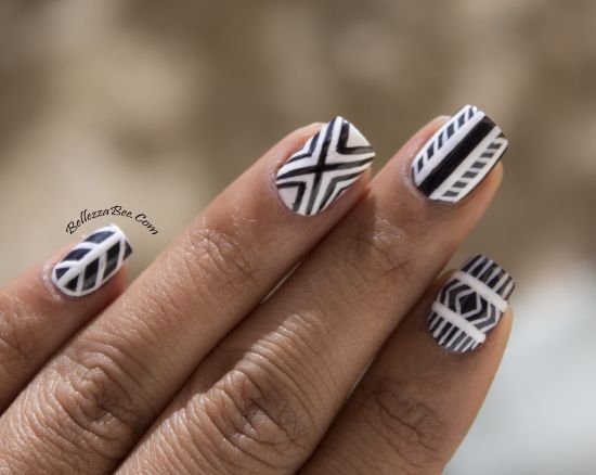 Creative black and white nails