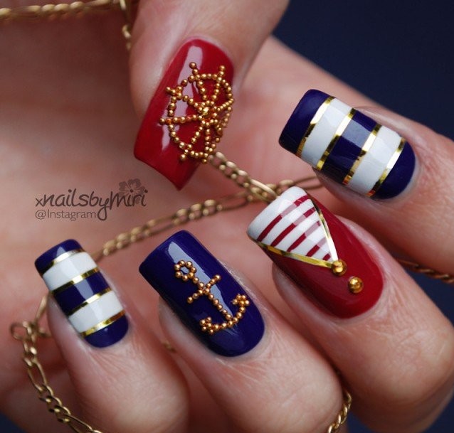 Sequins nautical nail art