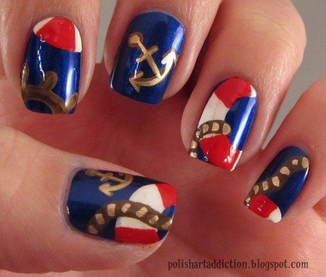 Nautical nail art