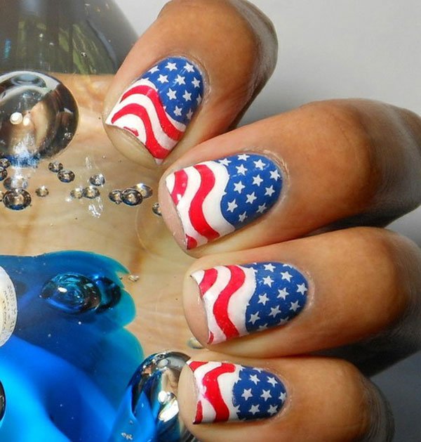 Interesting American flag-inspired nail design