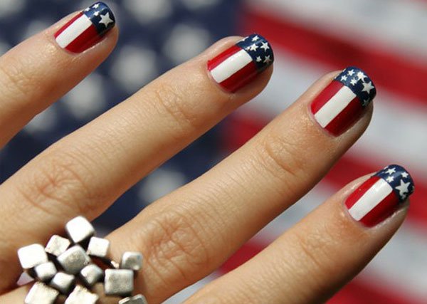 Nail design inspired by the American flag