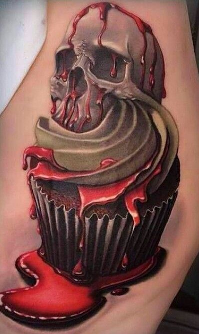 Skull cupcake tattoo