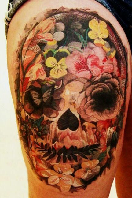 Skull with flowers